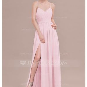 Light pink floor length formal dress